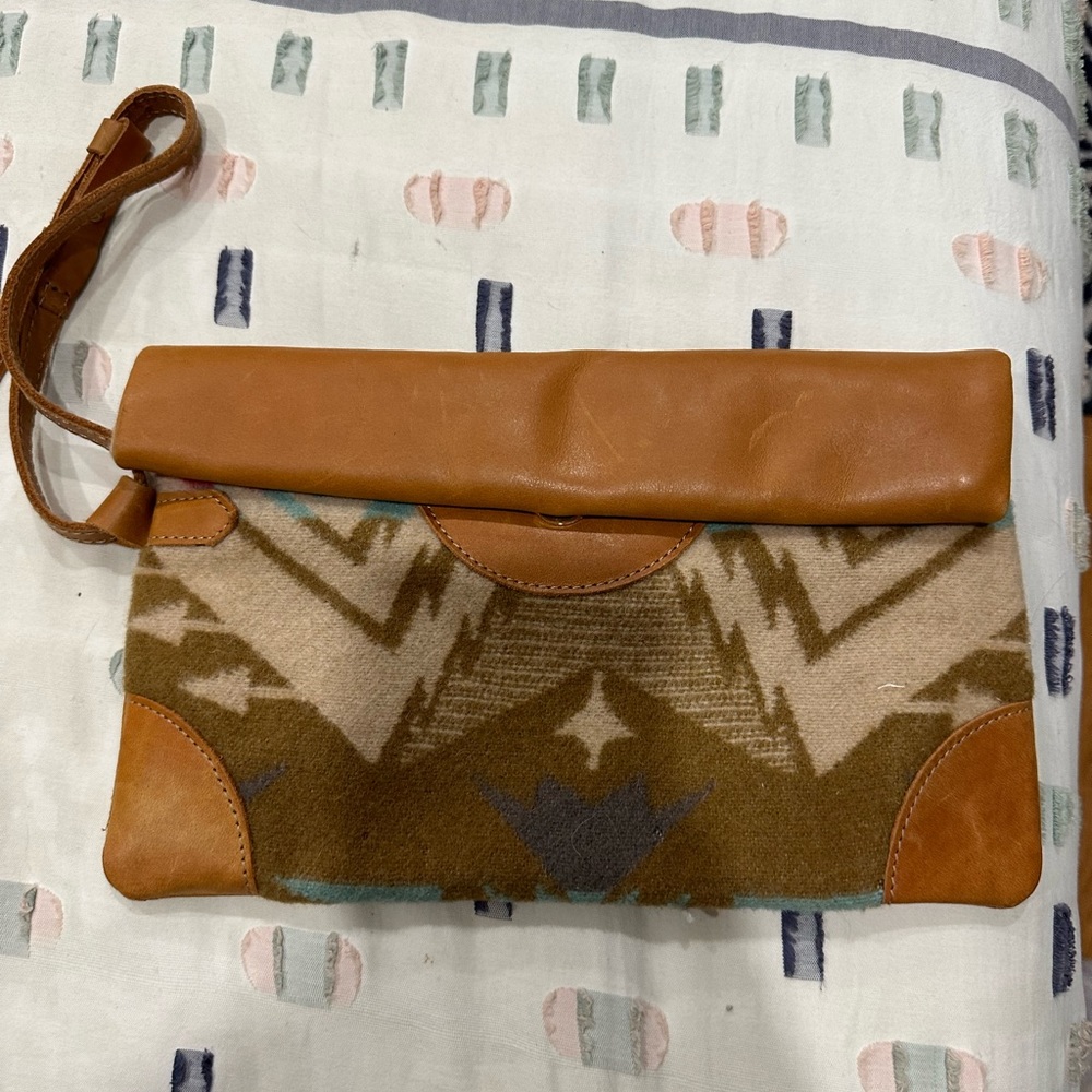 Sseko leather clutch